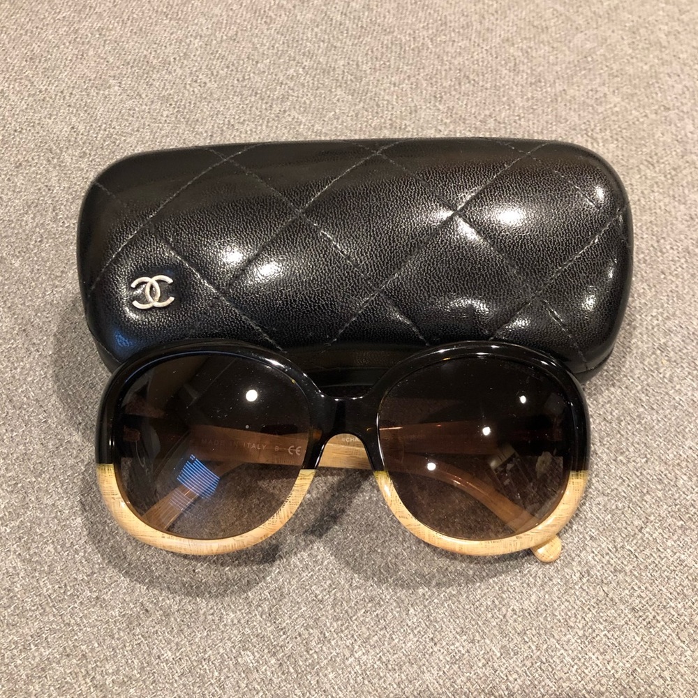 Chanel Two Tone Oval Sunglasses